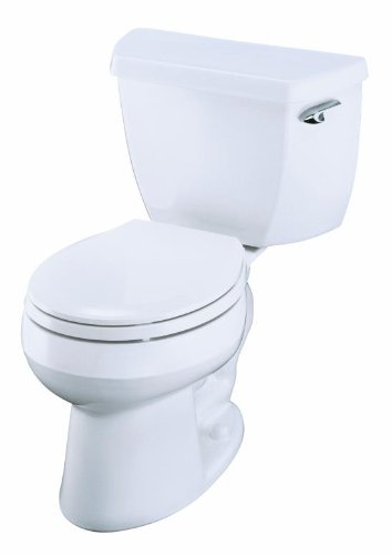 Kohler K-3577-RA-0 Wellworth 1.28gpf Round-Front Toilet with Class Five Flushing Technology and Righ