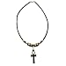 African Genuine Bone Necklace with Silver Plated Fertility Doll Pendant, Akua'ba