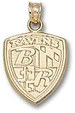 Baltimore Ravens Solid 14K Gold Shield Logo 5/8'' Pendant