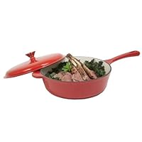 Heuck 33027 Porcelain Enamel Cast Iron 10.5 Inch Chicken Fryer, Red