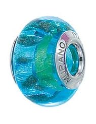 Genuine Zable (TM) Product. 925 Sterling Silver Blue Ocean Murano Glass Bead Charm. 100% Satisfaction Guaranteed.