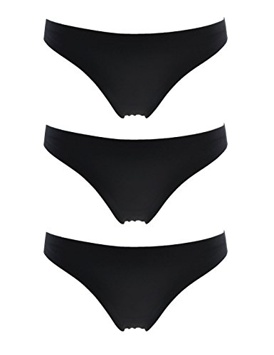Liqqy Women's 3 Pack No-show Lingerie Thong Panties