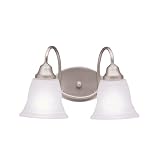 Kichler Lighting 5912NI Norwich 2-Light Wall Mount Bath Fixture, Brushed Nickel with Satin-Etched Glass