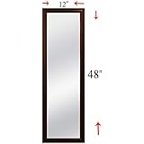 Brown Over the Door Mirror (12" x 48") - Full Length Mirrored Closet Doors - Remarkable Quality - Effortless Installation [No Hooks Included]