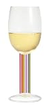 White Wine Glass, Navaja, Rainbow Striped Stem w/ Napkin. Designer Embossed Stem White Wine Goblet