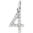 14K White Gold .07 cttw Diamond Number 4 Charm