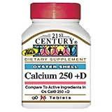 Calcium 250 mg + D - 90 tabs., (21st Century)