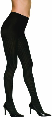 Hanes Silk Reflections Ribbed Control Top Tights Hosiery (A/B Black)