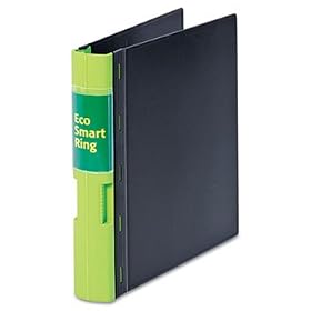 EcoSmart Ring Reference Binder, 2 Capacity, Black/Green