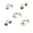 5 Sets Freshwater Cultured Pearl Earrings 9-10mm Multi-Color Pearls with Silver Mount