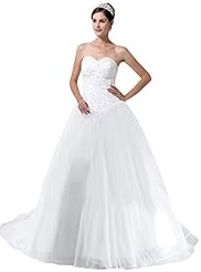 Strapless Organza/Tulle  Beaded Applique Lace  Dress with a Chapel Train  With Pearls