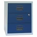 Bisley B�roschubladenschrank PFA, 3 Sch�be, lichtgrau/oxfordblau