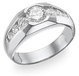 14K White Gold Men's CZ Ring