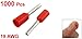 Red PVC Sleeve Insulating Pin Terminals Connector for 19 AWG 1000 Pcs