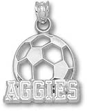 Texas A&M Aggies Solid Sterling Silver ''AGGIES'' Soccerball Pendant