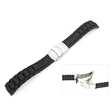 Men's Rubbertech (TM) Silicone Rubber? Watchband Stainless Steel Deployment Buckle Black 20mm