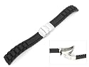 Men's Rubbertech (TM) Silicone Rubber&nbsp; Watchband Stainless Steel Deployment Buckle Black 24mm