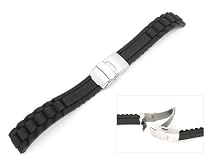 Men's Rubbertech (TM) Silicone Rubber&nbsp; Watchband Stainless Steel Deployment Buckle Black 24mm