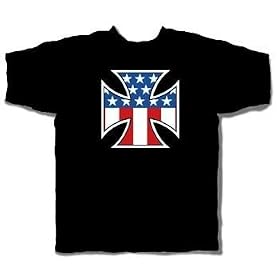 Price Busters - Iron Cross Usa Flag Adult T-Shirt