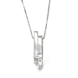 9ct White Gold Ladies 2 Bars Shape Pendant Set with 4pts of Diamonds on an 18 White Gold Box Chain