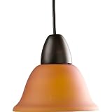 Progress Lighting P5154-20A Everlume LED Mini Pendant Light, Amber Glass/Antique Bronze