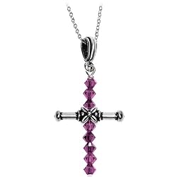 Handcrafted February Birthstone Cross Necklace MADE WITH SWAROVSKI ELEMENTS