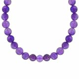Sterling Silver 8mm Genuine Amethyst Stone Bead Beaded Chain 16-19 Necklace