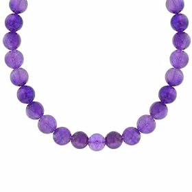Sterling Silver 8mm Genuine Amethyst Stone Bead Beaded Chain 16-19 Necklace by Amethyst Necklaces