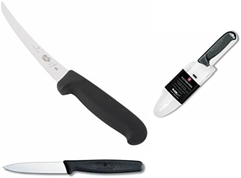 Victorinox Boning Knife Set 3 Piece Bundle includes 1 Victorinox 6 inch Flexible Boning Knife with Fibrox Handle 1 Victorinox Utility Paring Knife and 1 BladeSafe Protector Sheath for 4"- 6" Knives