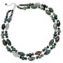.925 Silver & Faceted Green Moss Agate 2-Strand Beaded Necklace- 20 + 2 IN