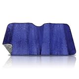 Blue Car Sun Shade, Reversible in Silver 24 X 58 by mAuto Distribution