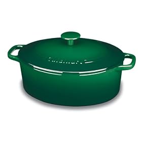 Cuisinart Chef's Classic Enameled Cast Iron 5-1 2-Quart Oval Covered Casserole, Green by Cuisinart