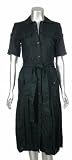 Sutton Studio Womens Black Linen Tab Sleeve Pocket Shirt Dress 4 Petite