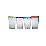 Amici Baja Set of 4 Hiball Glasses In Assorted Colors, 19-Ounce by Amici