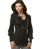 T Tahari Long-Sleeve Sweater with Detachable Beaded Necklace and Flower