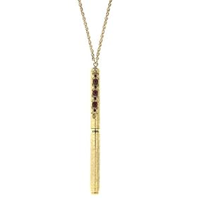 1960s Vintage Inspired Ruby & Gold Hues Pen Necklace