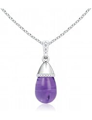 Amethyst Gemstone and Diamond Accent Drop Pendant