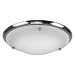 Trident Flush Ceiling Light, Brushed Chrome With Frosted Glass Shade