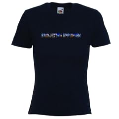 T-Shirt EC186 sch�nes T-Shirt schwarz L mit farbigem Brustaufdruck Damen mit St�dtenamen Emsdetten
