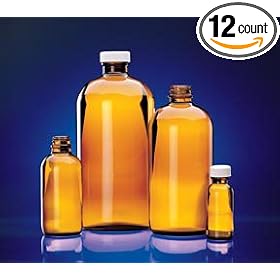 Fisherbrand Amber Boston Rounds; Rubber-Lined Closures; Capacity: 8 oz. (250mL); Cap Size: 24mm-400