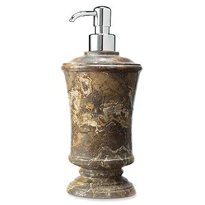 Carved Marble Bath Soap & Lotion Dispenser - Espresso, Brass Pump - Frontgate