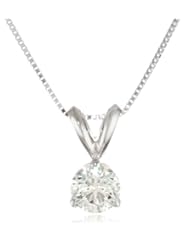 18k Gold Round-Cut Basket Setting 3-Prong Diamond Solitaire Pendant (1/2 cttw, G-H Color, SI1-SI2 Clarity), 18"