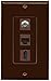 RiteAV Decorative 1 Gang Wall Plate (Brown/Brown) 3 Port - Coax (White) Cat6 (White) HDMI (White)