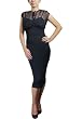 Sheer Overlay Vintage Design Black Chiffon Top Cocktail Dress 10/M