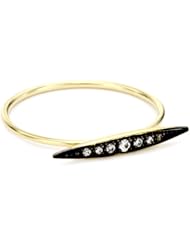 Mizuki 14k Gold White Diamond Icicle Ring with Blackened Finish