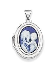 Genuine IceCarats Designer Jewelry Gift Sterling Silver Agate Cameo 21Mm 2-Frame Oval Locket
