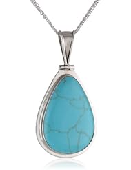 Sterling Silver Large Inlay Tear Drop Pendant Necklace, 18"