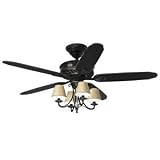 Hunter 22720 Cortland Basque Black Traditional Ceiling Fan 54 Blade Span