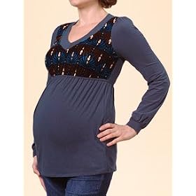 Buy A Pea in the Pod: Long Sleeve V-neck Decorative Trim Maternity T Shirt by A Pea in the Pod