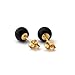 14k Yellow Gold, White Gold or Sterling Silver Black Onyx Ball Stud Earrings